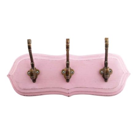 Pink Antique Small Wall Wooden Iron Hooks